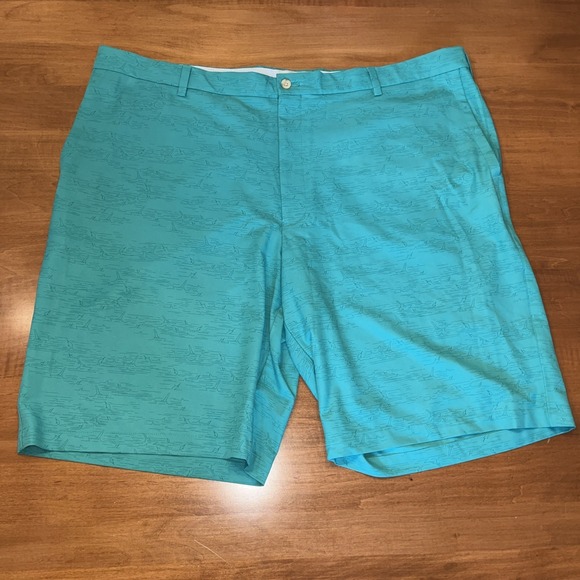 Peter Millar Other - Peter Millar Golf Shorts Size 46R - Aqua With Abstract Fishing Design